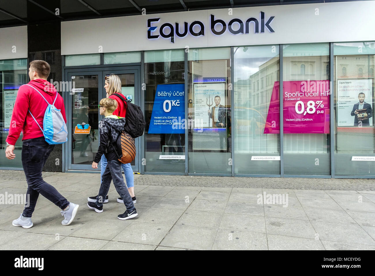 Equa bank. logo, street Prague, Czech Republic Stock Photo - Alamy