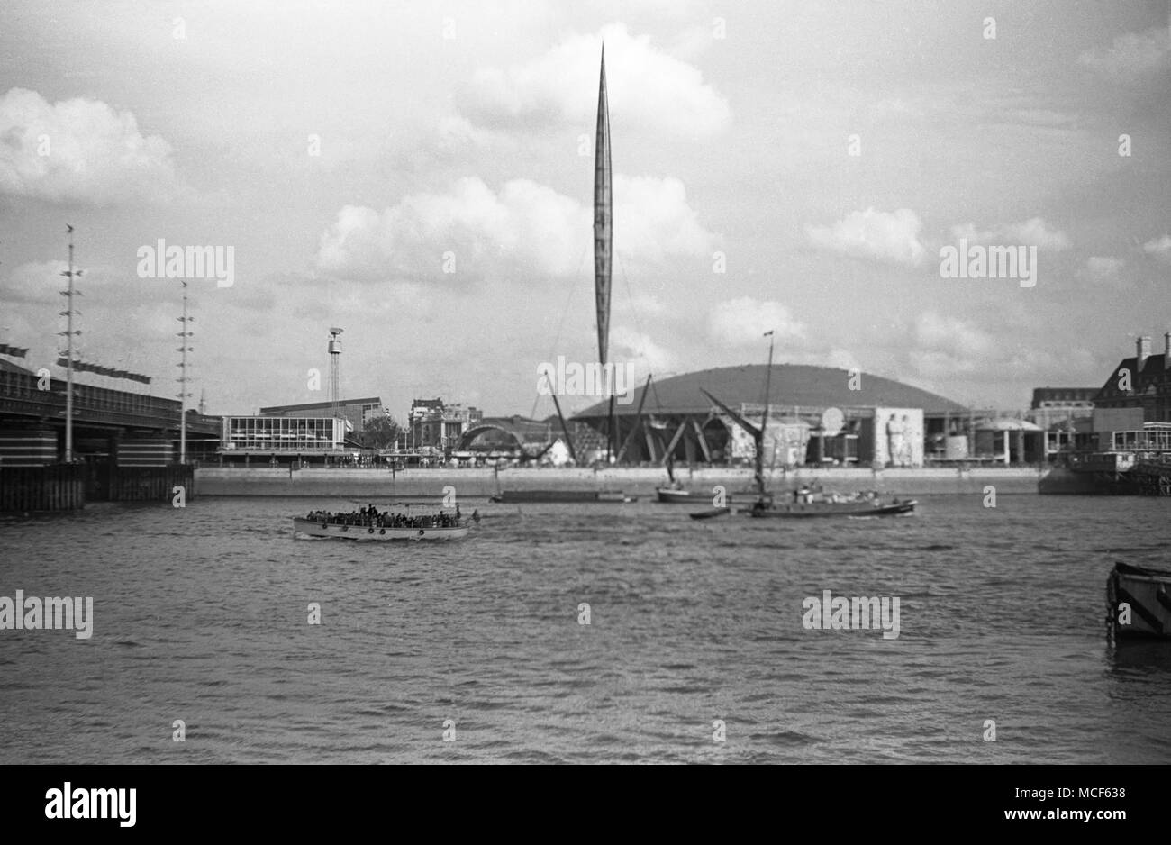 The skylon and the Dome of Discovery at the Festival of Britain, London, 1951 Stock Photo