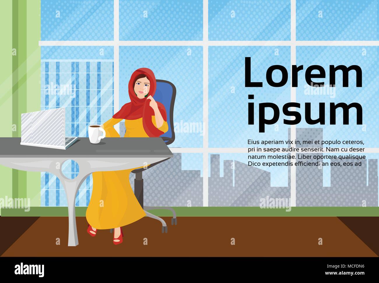 Muslim Business Woman In Traditional Clothes Working At Laptop Computer ...