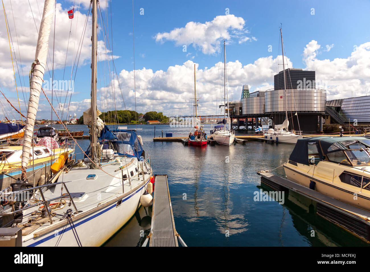 Yacht marina with many yachts anchored in Stavanger, Norway. Stock Photo