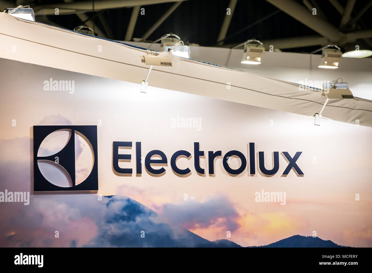 Electrolux logo company sign on the wall. Electrolux AB is a Swedish  multinational home appliance manufacturer Stock Photo - Alamy