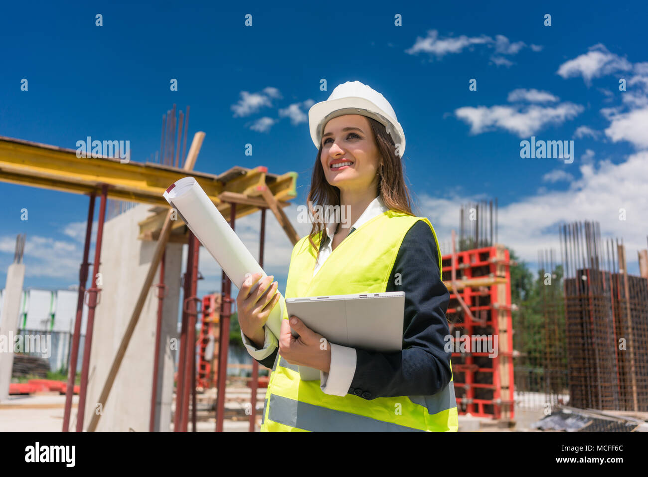 Portrait of a confident female architect or engineer with can-do attitude Stock Photo