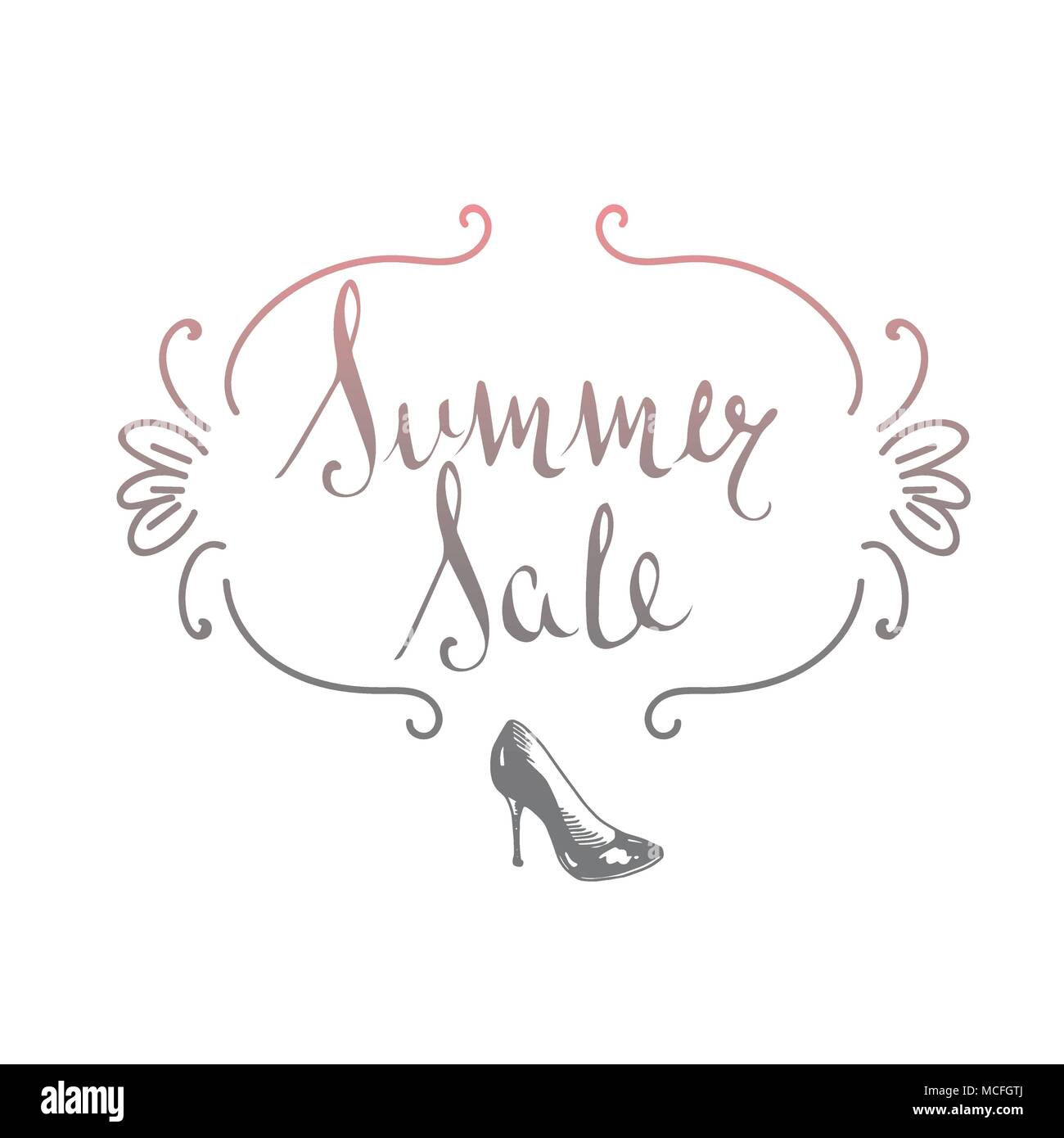 Summer Sale background handwritten type doodle illustration Stock Vector