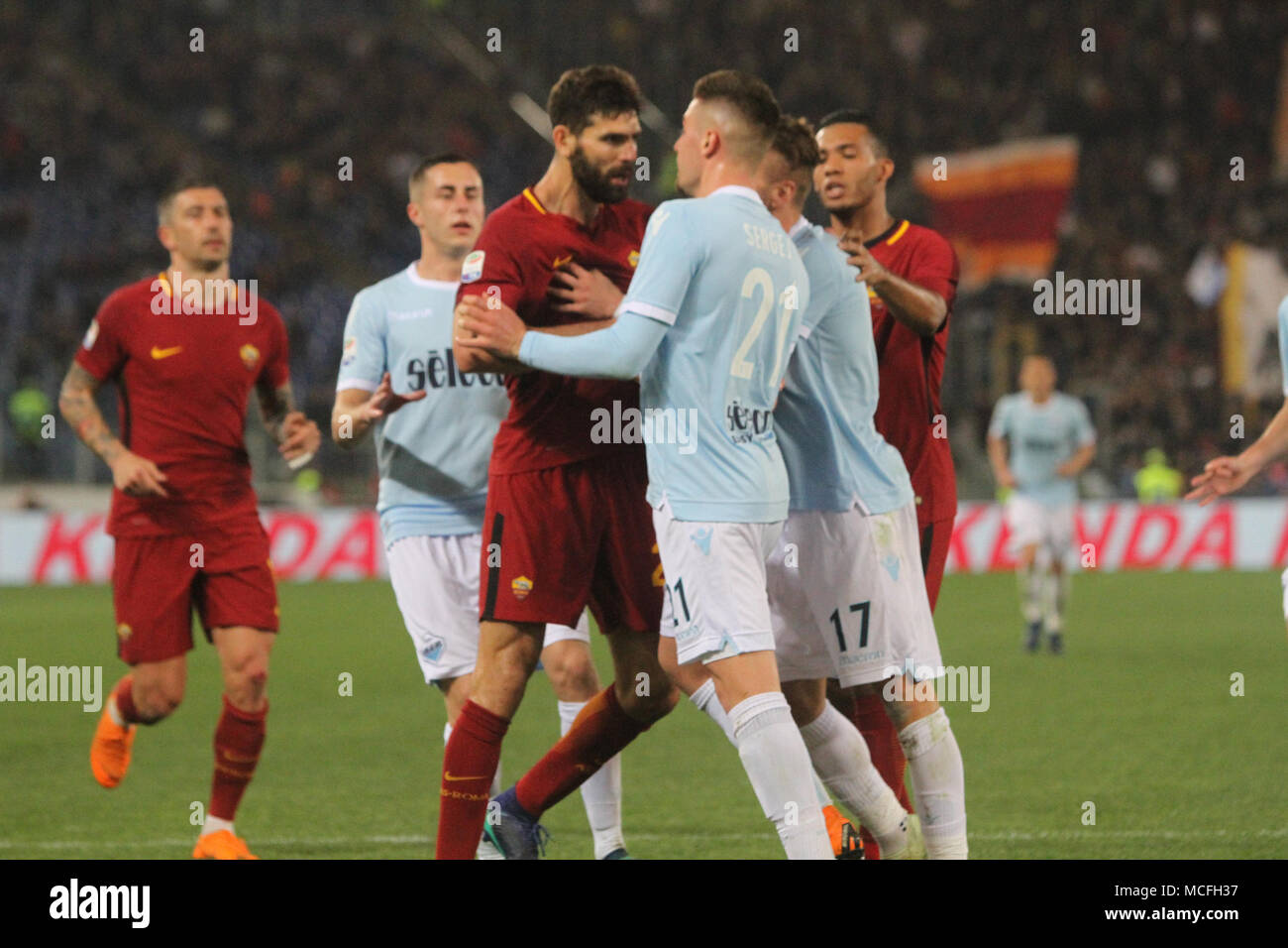 Rome Italy 15th Apr 2018 Moment Of Tension On Court At Stadio Olimpico Of Roma Lazio