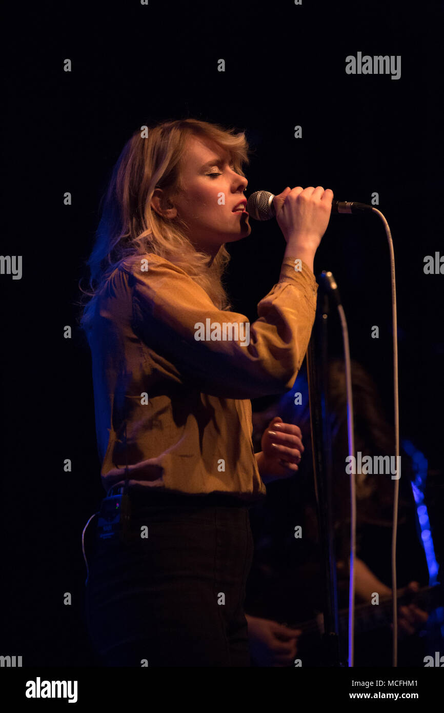 Nabi Sue, lead singer of Hamilton rock band Ellevator, performing at The Phoenix Concert Theatre in Toronto. Stock Photo