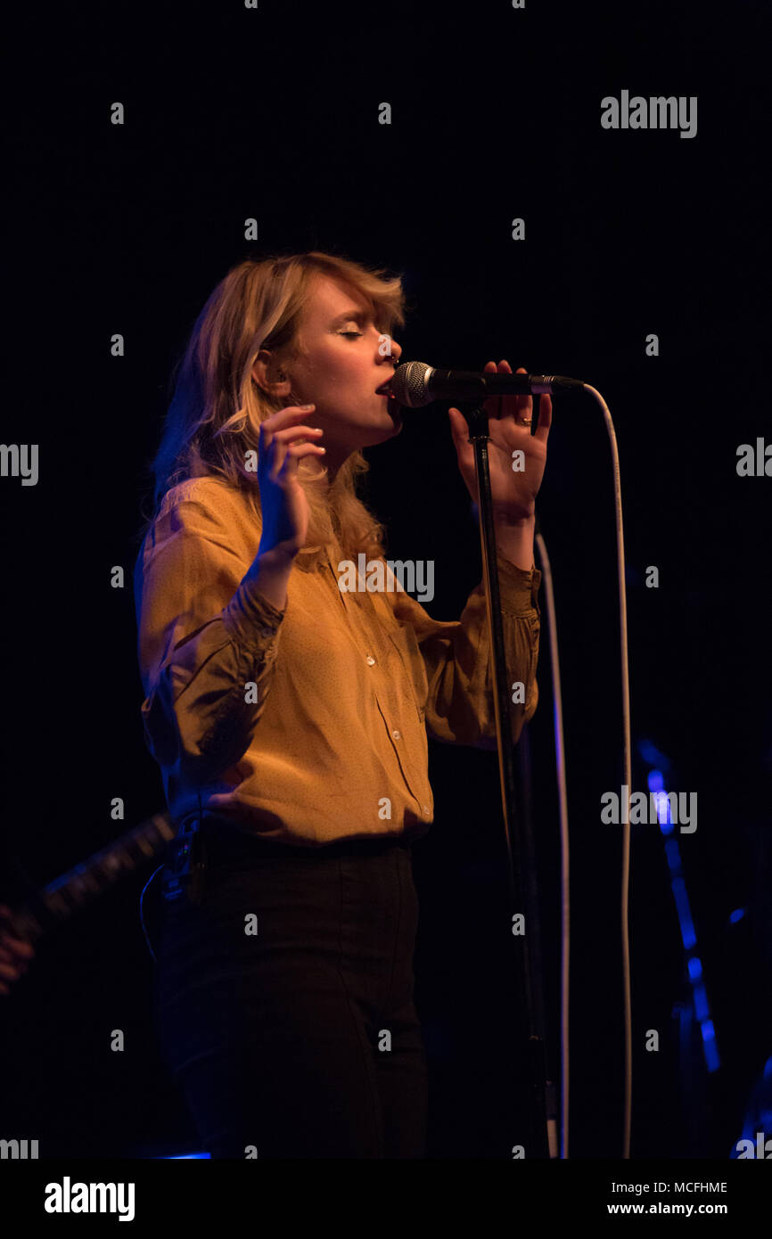Nabi Sue, lead singer of Hamilton rock band Ellevator, performing at The Phoenix Concert Theatre in Toronto. Stock Photo