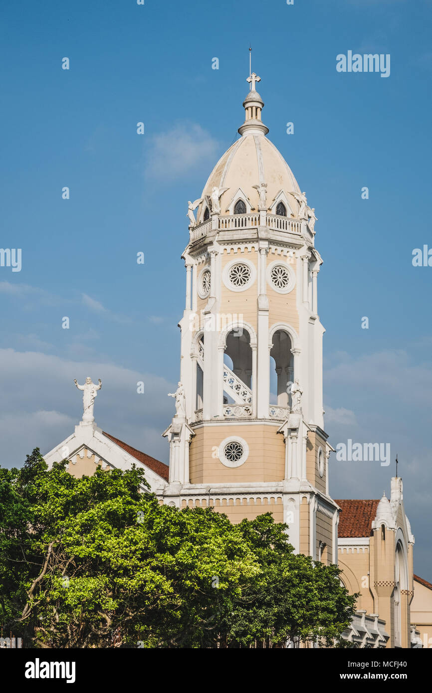 Panama City, Panama - march 2018: San Francisco Church exterior in old town (Casco Viejo / Casco Antiguo) Panama City Stock Photo