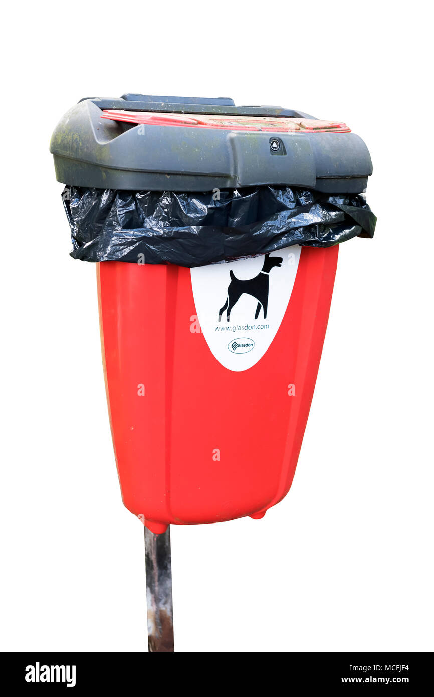 Red dog waste disposal bin, dog poo container, animal waste bins Kent