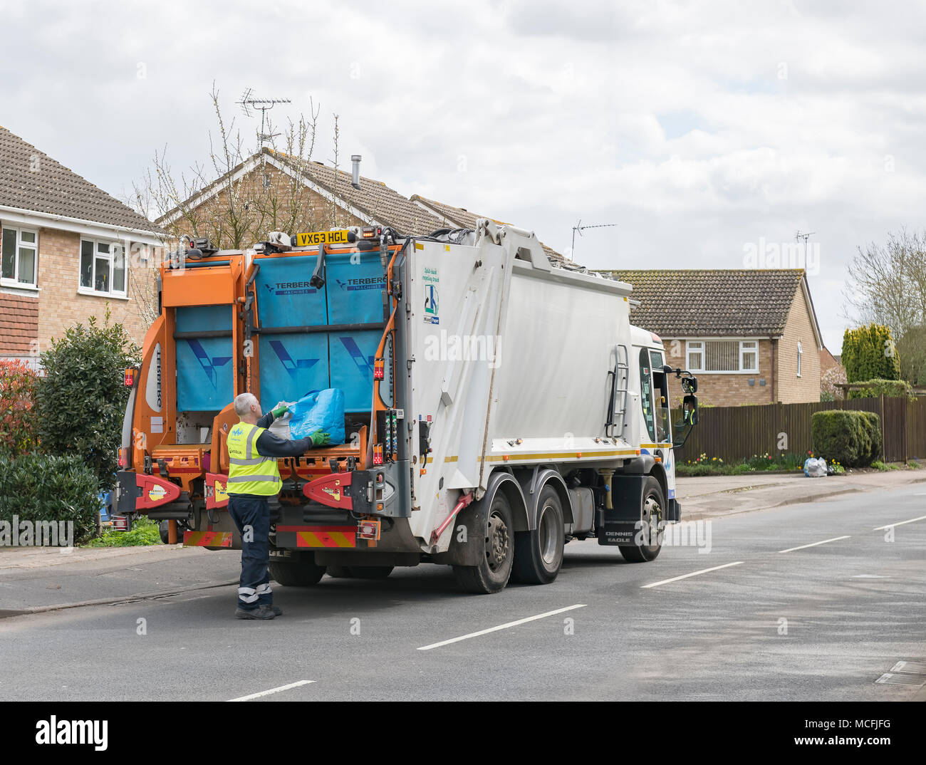 Dustcart used to collect recyclable rubbish Stock Photo