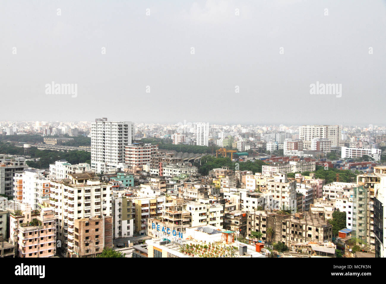 Dhaka, Bangladesh. A top views of southeast part of Dhaka city on April ...