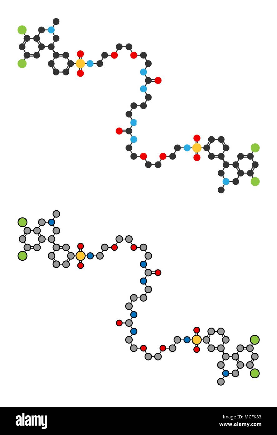 Tenapanor drug molecule. Stylized 2D renderings. Stock Vector