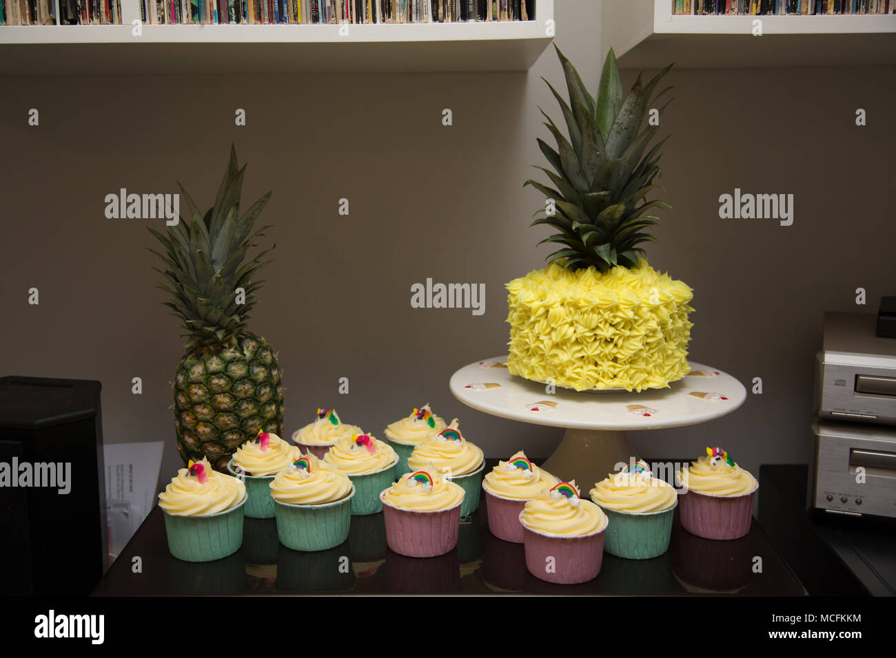 Pineapple Birthday Cake Stock Photo - Alamy