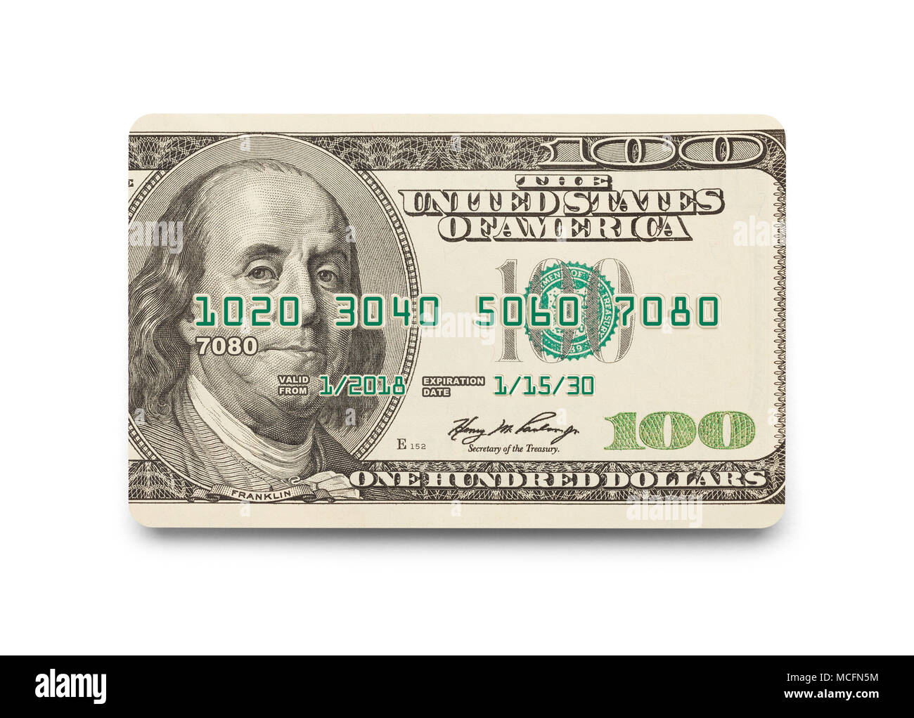 Money Credit Card Isolated on White Background. Stock Photo