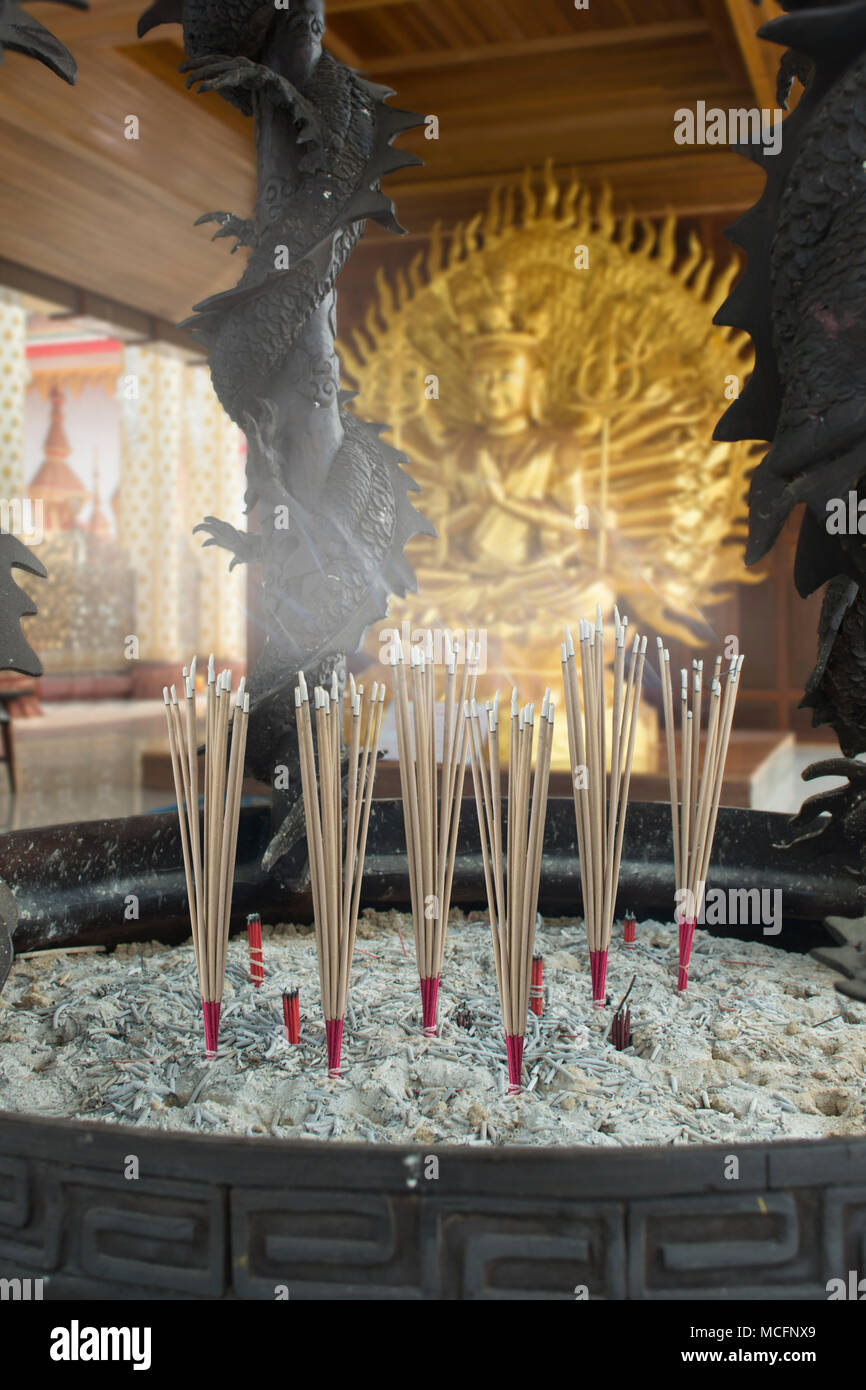 Asian culture blessed the goddess Guan Yin with the incense in the