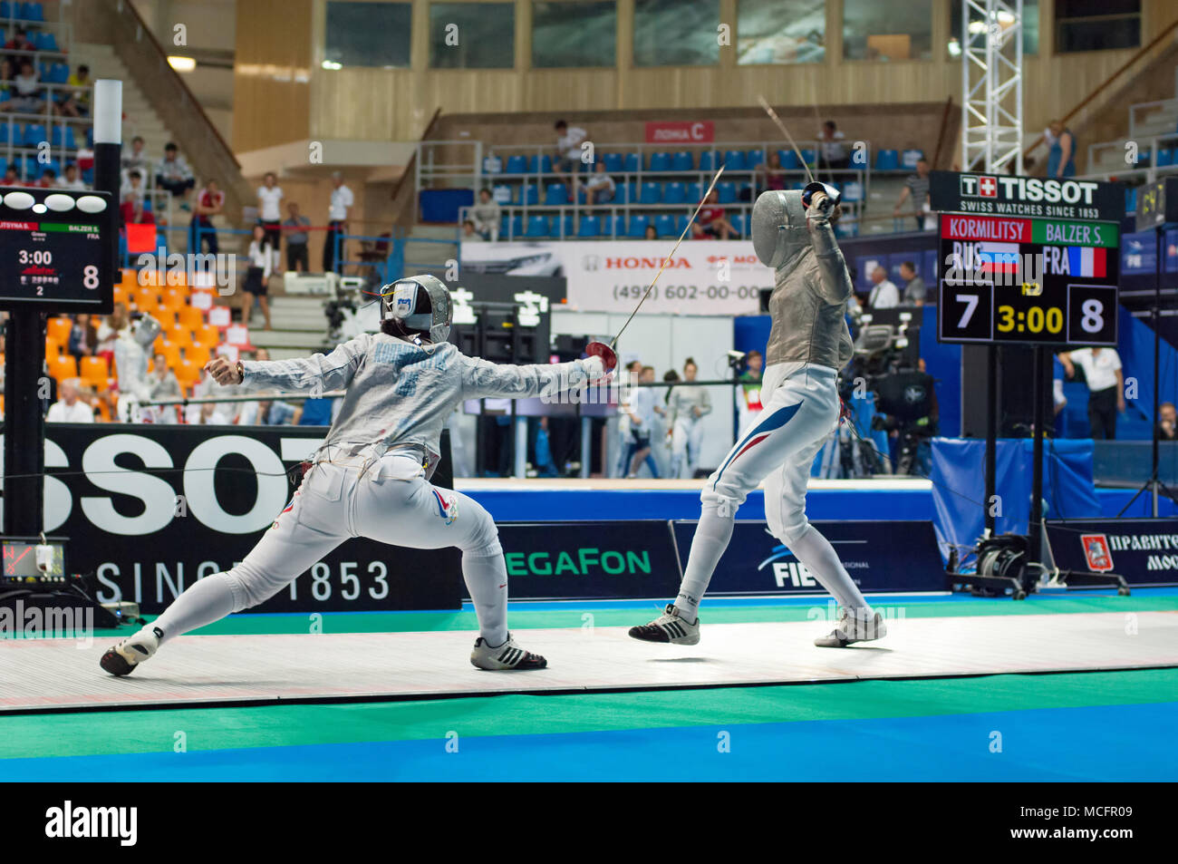 MOSCOW, RUSSIA - MAY 31 2015: S. Kormilitsyna vs S. Balzer on the World ...
