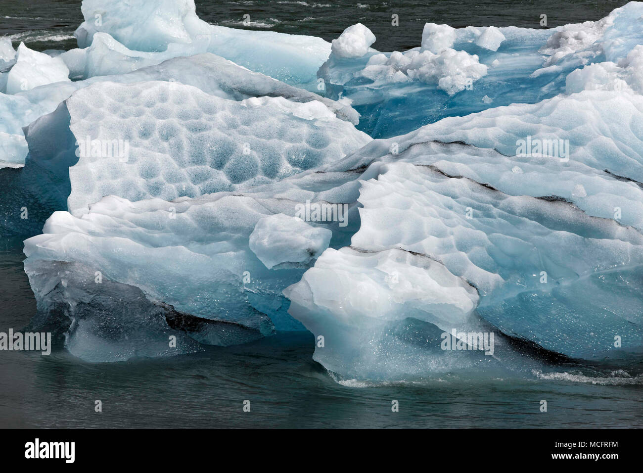 Ice formation, Joekulsarlon Glacier Lagoon, South Iceland Stock Photo