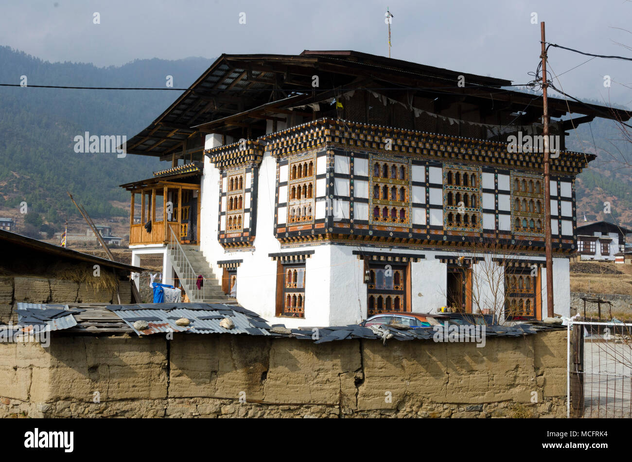 Rural houses near, Paro, Bhutan Stock Photo
