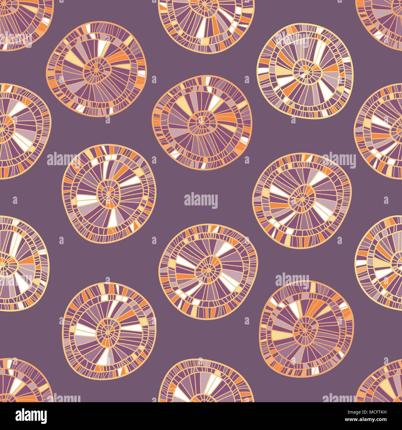 Ethnic colorful seamless background from circles with decorative elements Stock Vector
