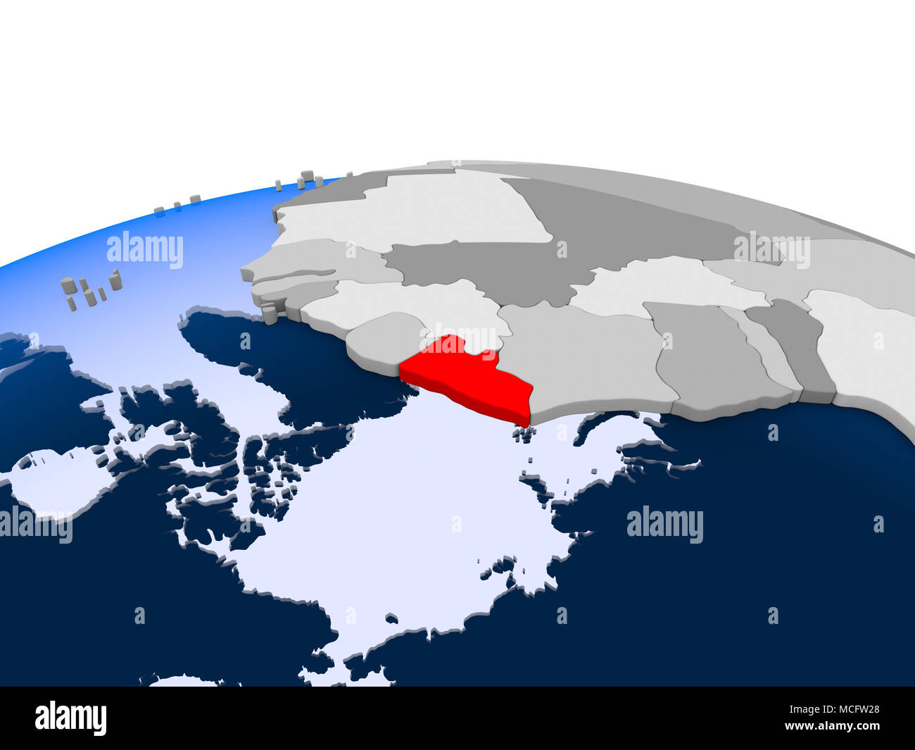 Sierra Leone highlighted in red on political globe with transparent ...