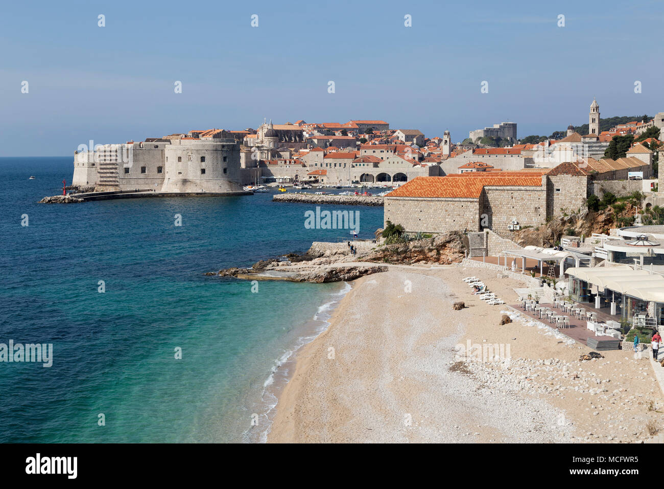 old town, beach, Dubrovnik, Croatia Stock Photo