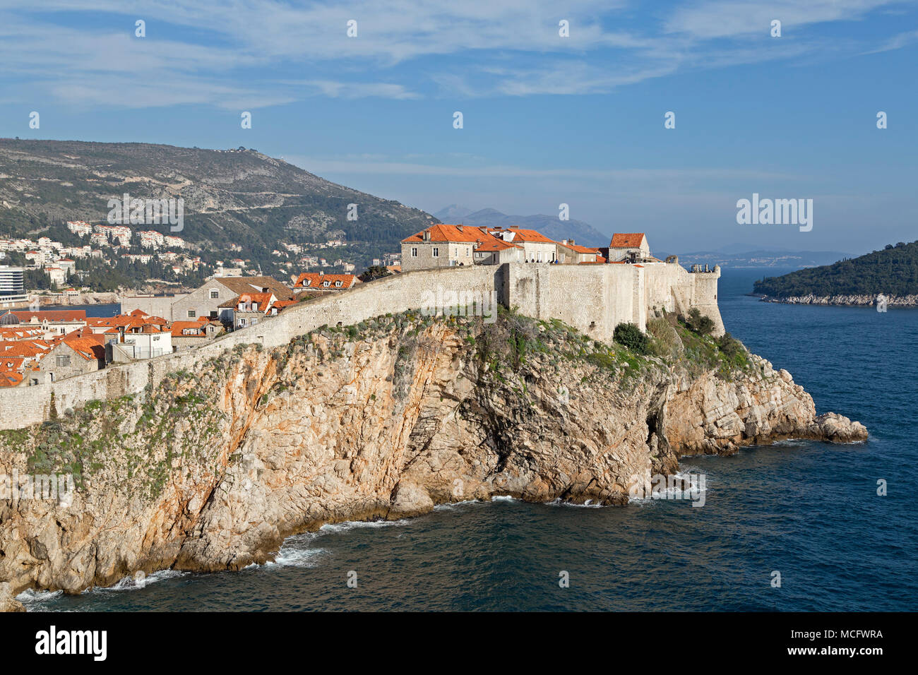 town wall and old town, Dubrovnik, Croatia Stock Photo