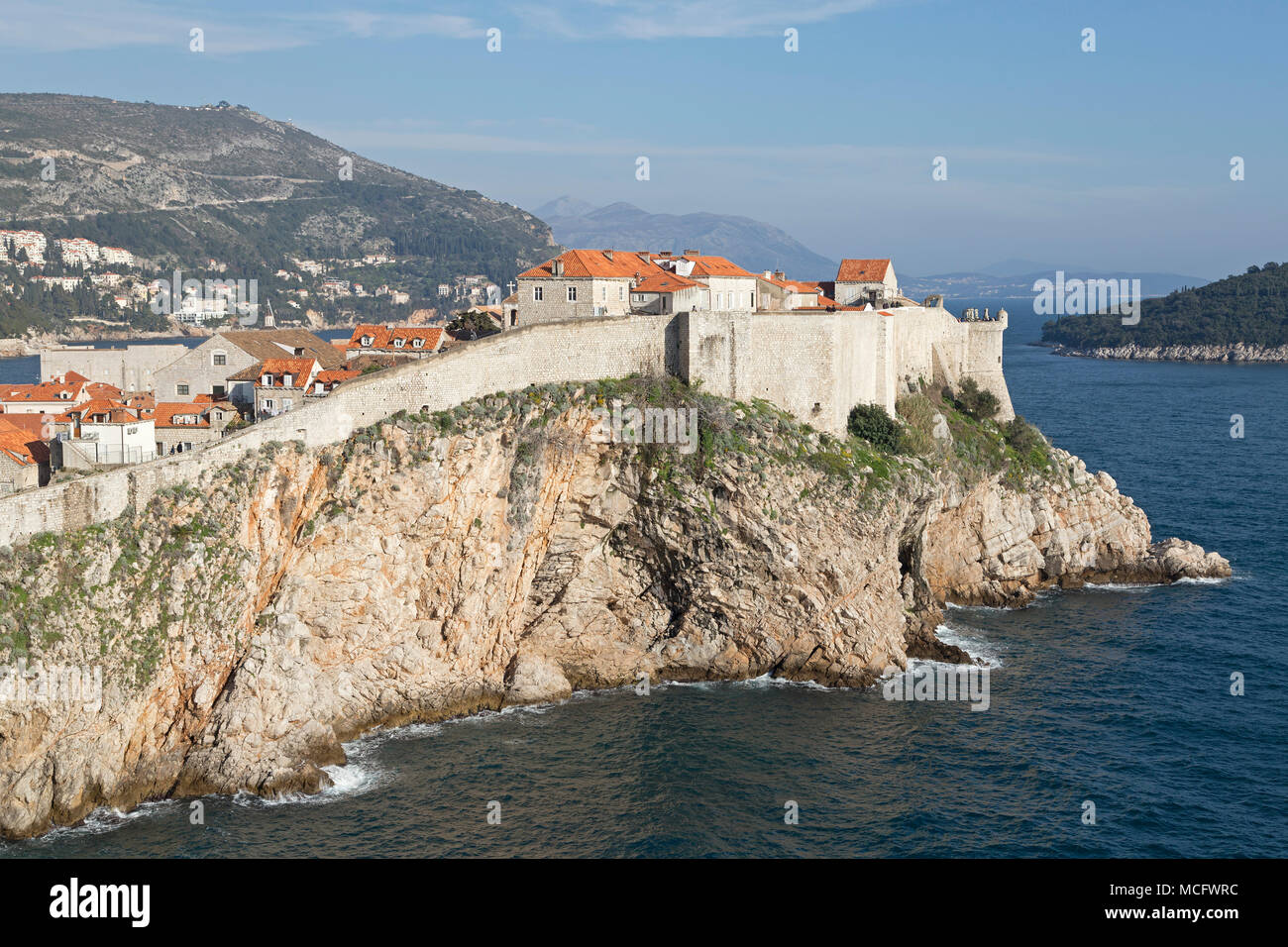 town wall and old town, Dubrovnik, Croatia Stock Photo