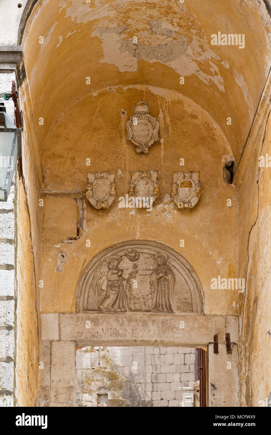 entrance to an old courtyard, old town, Dubrovnik, Croatia Stock Photo