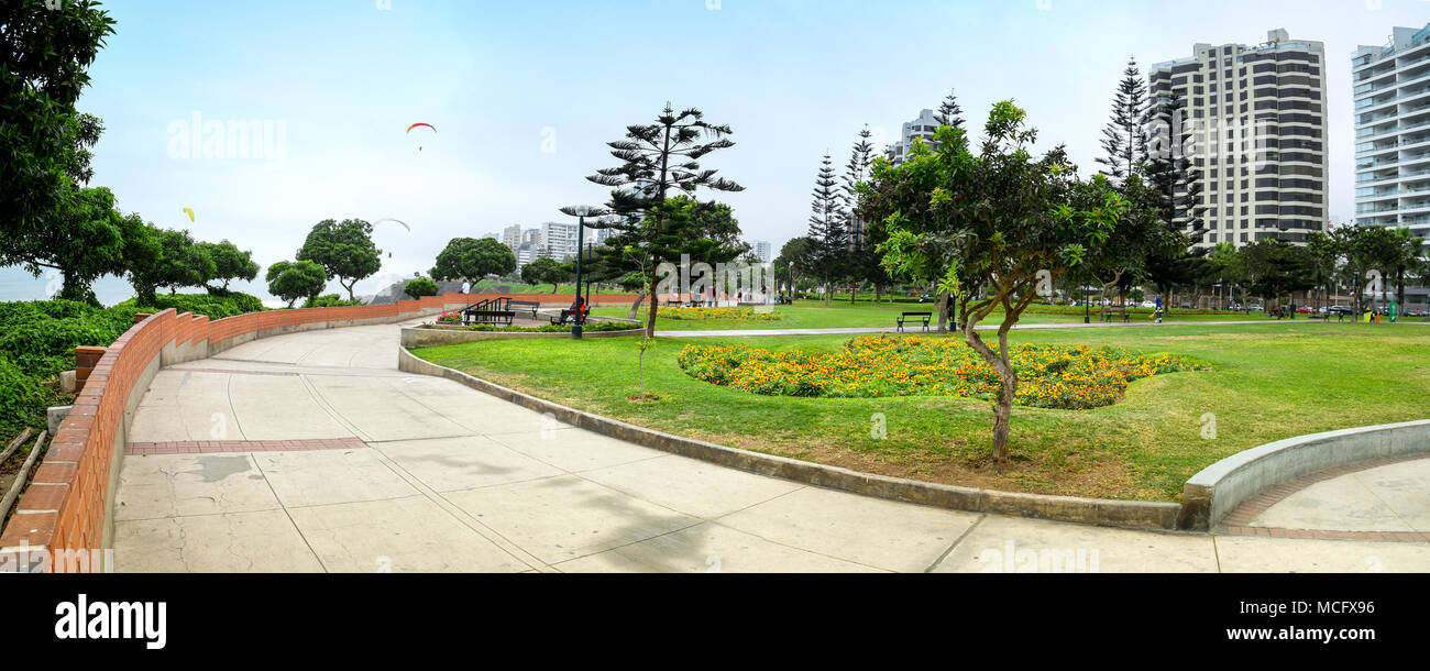 Love Park in Miraflores distric of Lima. Popular tourist attraction. Stock Photo