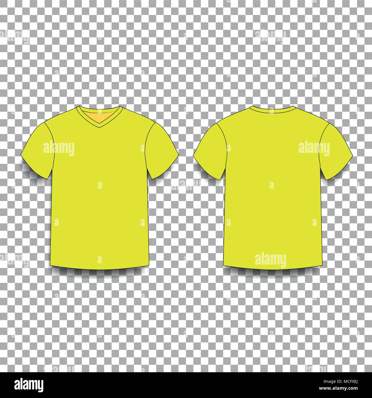 Download Yellow Men S T Shirt Template V Neck Front And Back Side Views Vector Of Male T Shirt Wearing Illustration Isolated On Transparent Background Stock Vector Image Art Alamy