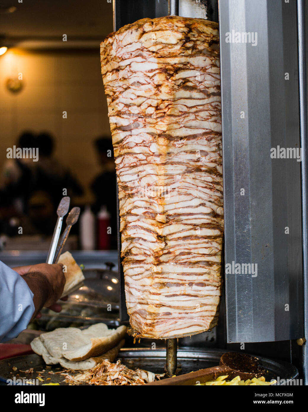 Turkish Fast Food Skewered Chicken doner kebab. traditional food Stock