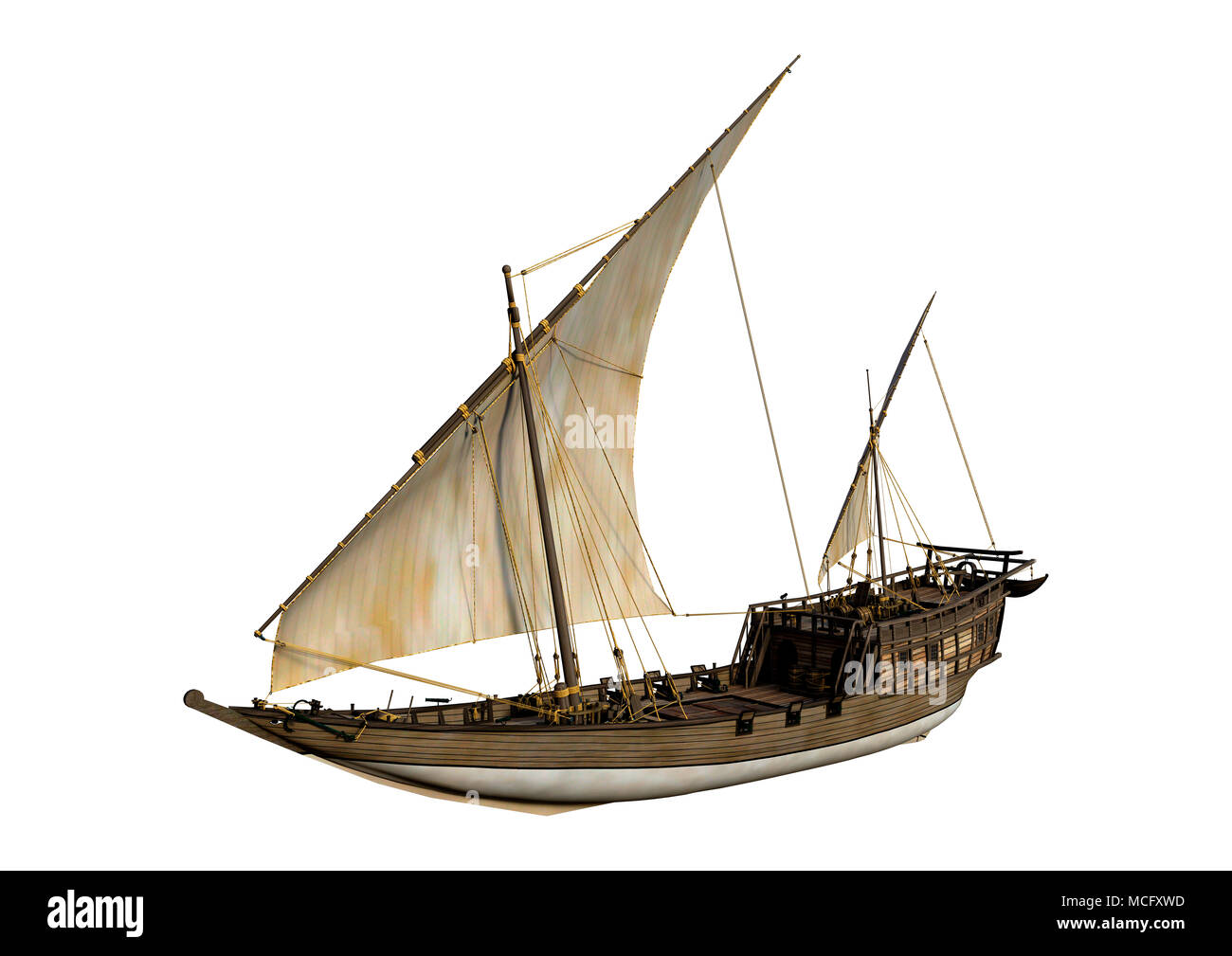3D rendering of a sailing ship isolated on white background Stock Photo ...
