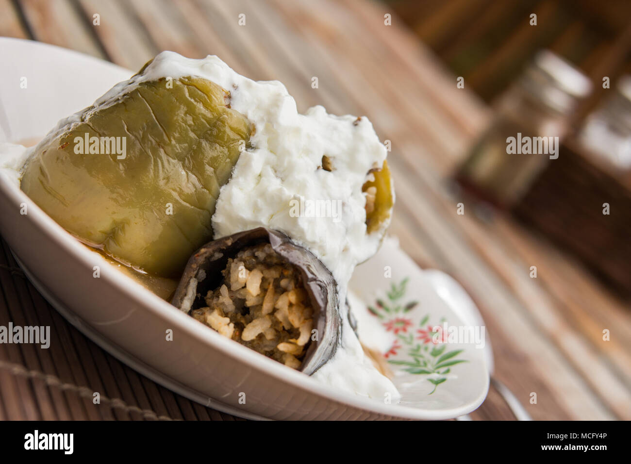 Traditional Turkish Food Dolma with Yogurt Stock Photo Alamy