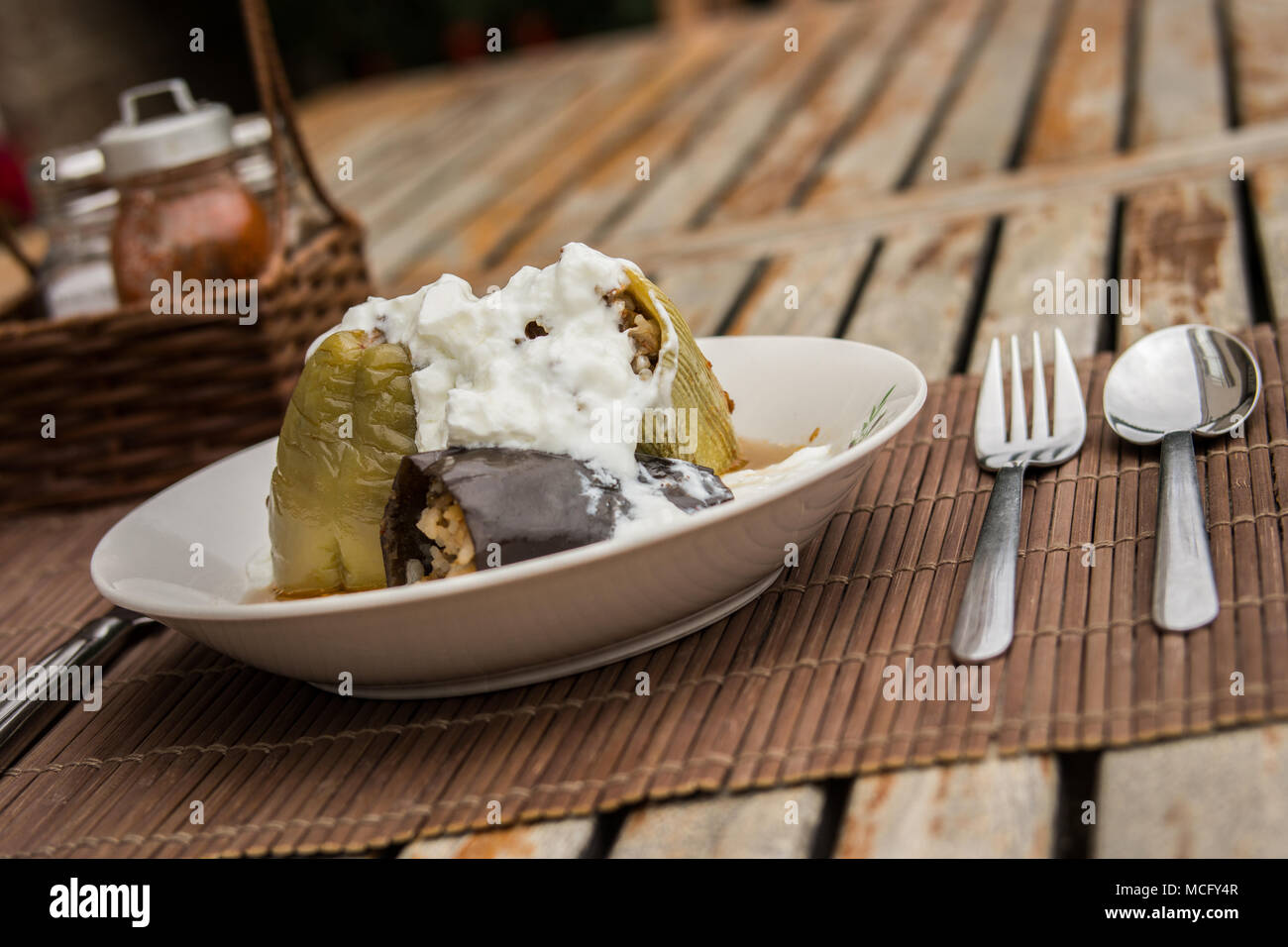 Traditional Turkish Food Dolma with Yogurt Stock Photo Alamy