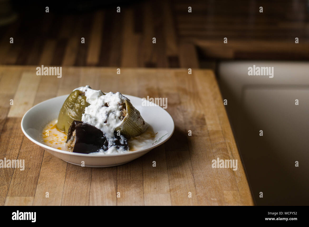 Traditional Turkish Food Dolma with Yogurt Stock Photo Alamy