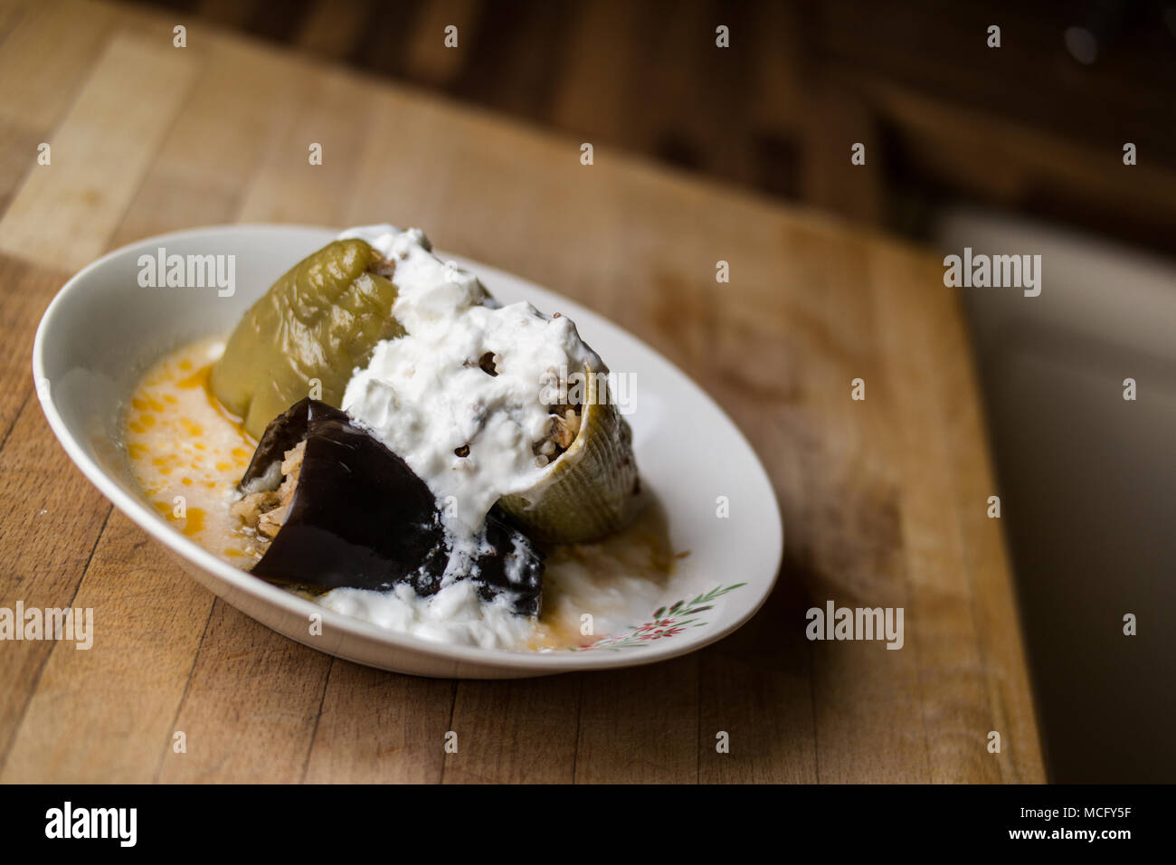 Traditional Turkish Food Dolma with Yogurt Stock Photo Alamy