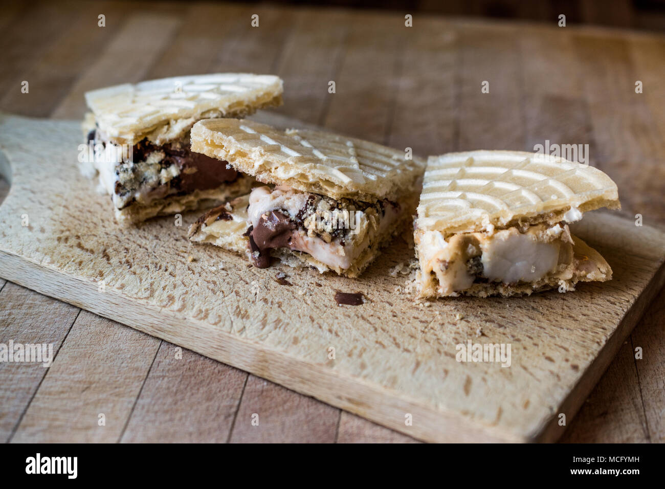 Halva ice cream sandwich / Kagit helva arasi dondurma. Dessert Concept