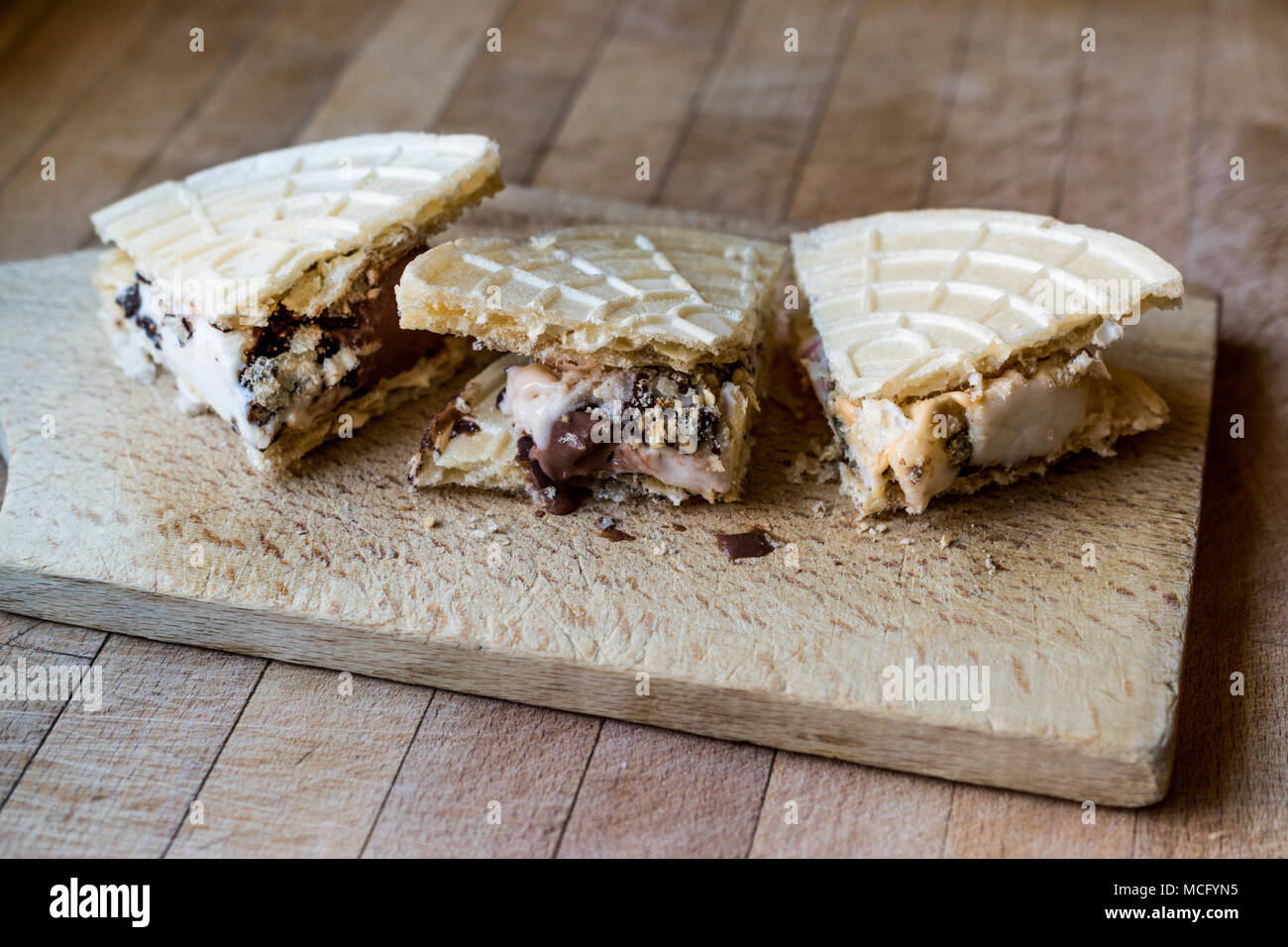 Halva ice cream sandwich / Kagit helva arasi dondurma. Dessert Concept