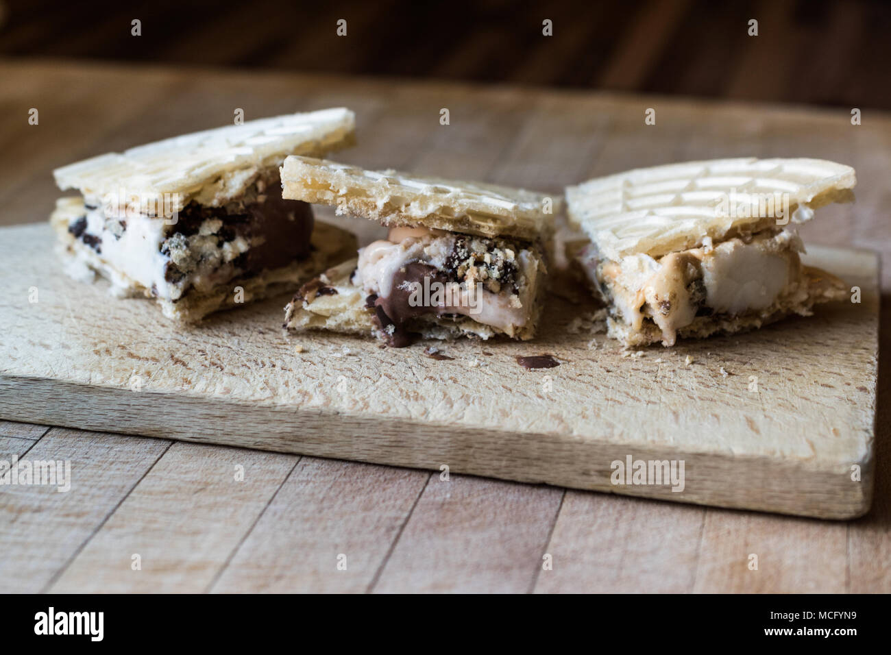 Halva ice cream sandwich / Kagit helva arasi dondurma. Dessert Concept