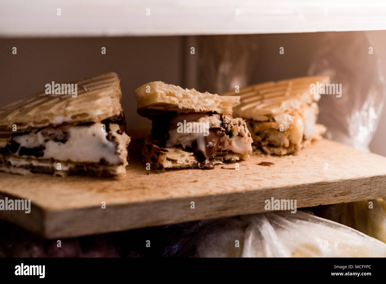 Halva ice cream sandwich / Kagit helva arasi dondurma. Dessert Concept