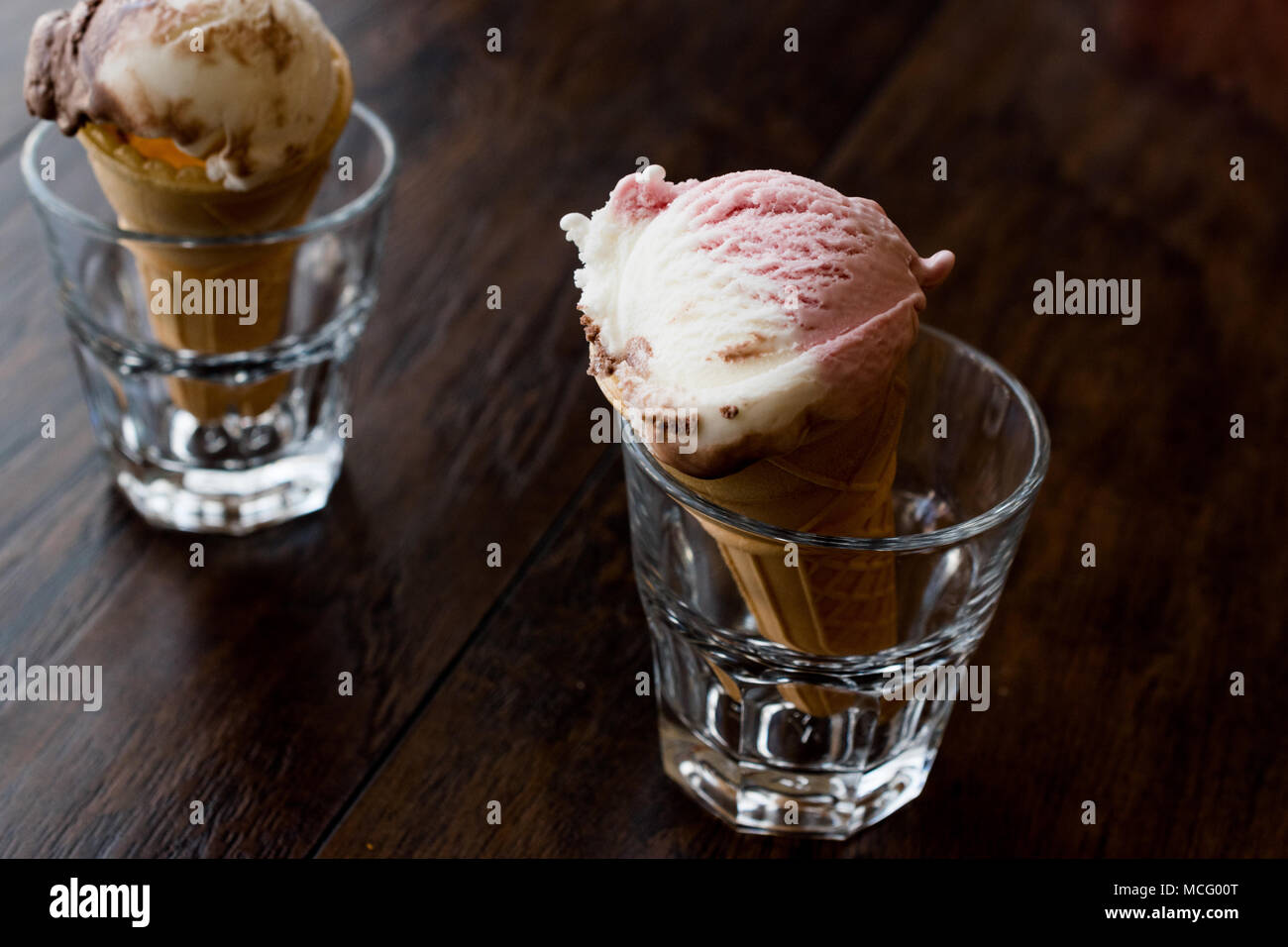 ice cream in glass with cone. Organic food. Stock Photo