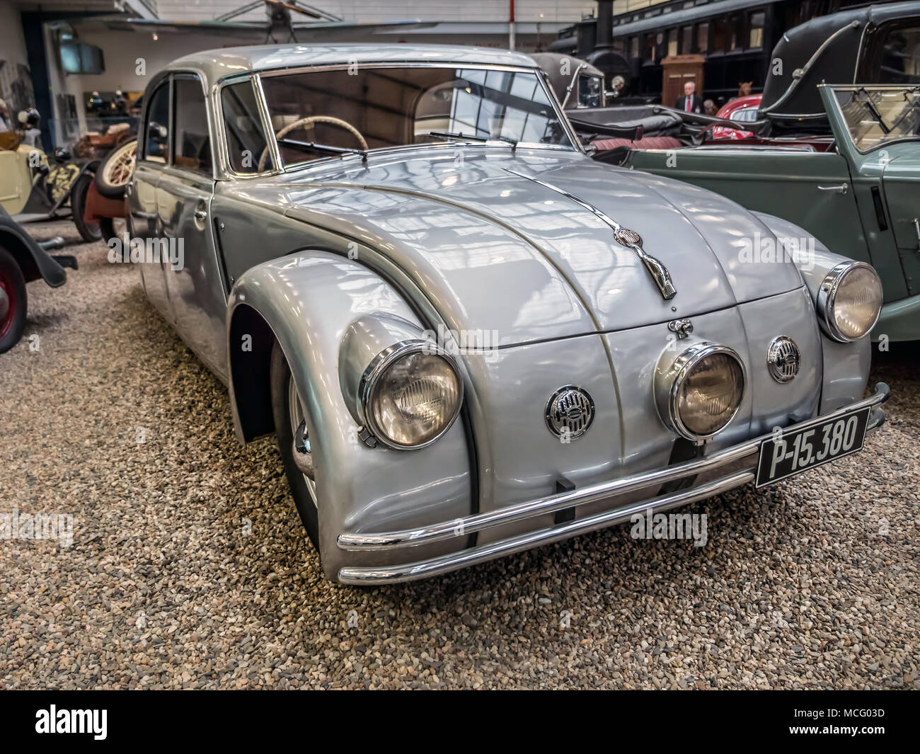 PRAGUE, CZECH REPUBLIC - MARCH 8 2017: Oldtimer Tatra 77a, from 1937, showcased in the National Technical Museum of Prague Stock Photo