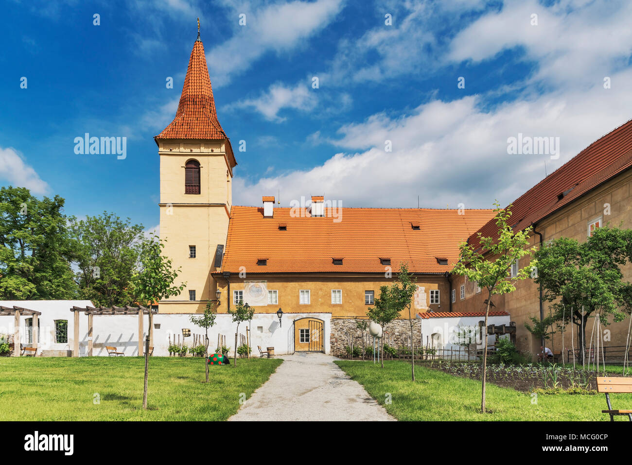 The Minorite monastery with the Baroque Chapel of Maria Einsiedeln, Cesky Krumlov, Bohemia, Jihocesky kraj, Czech Republic, Europe Stock Photo