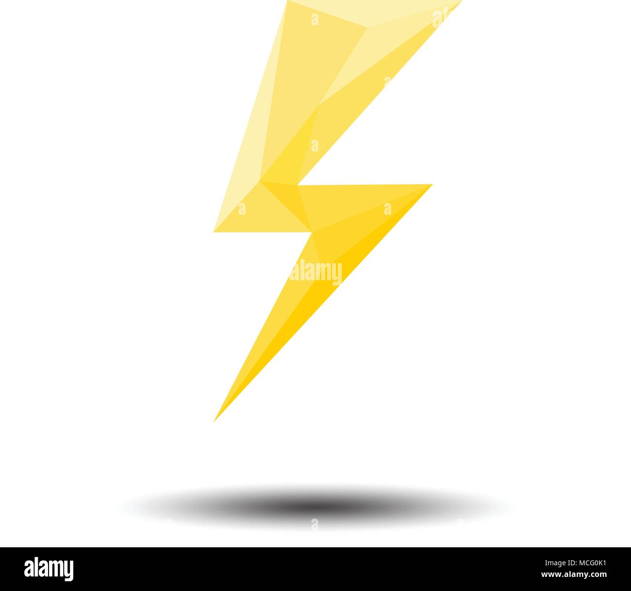 Polygon Lightning Bolt Icon on white background Stock Vector Image ...