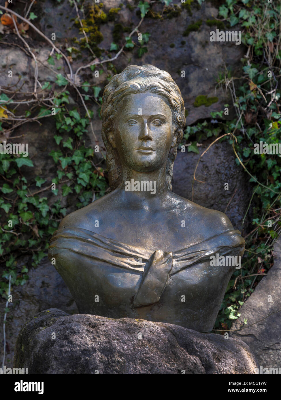 Monument of Sissi in gardens of Castle Trauttmansdorff, Meran-Merano, province Bozen-South Tyrol, Italy Stock Photo