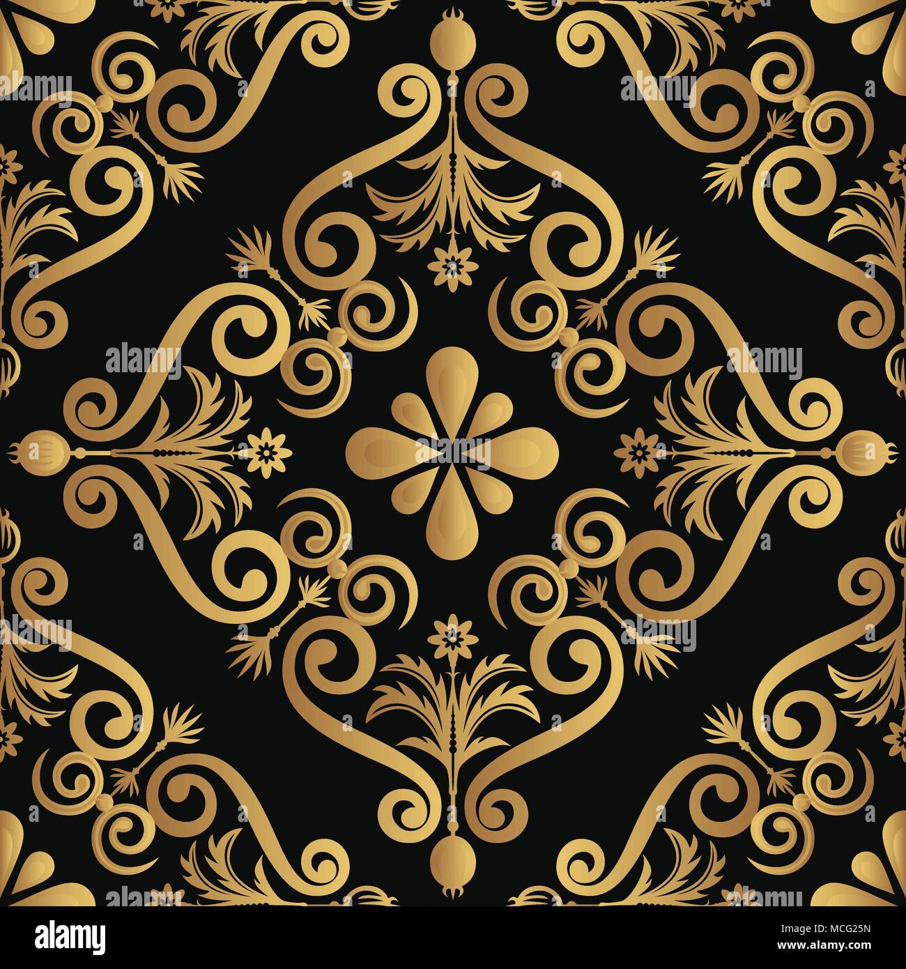 Ornamental luxury pattern design, golden color on black background Stock  Vector Image & Art - Alamy