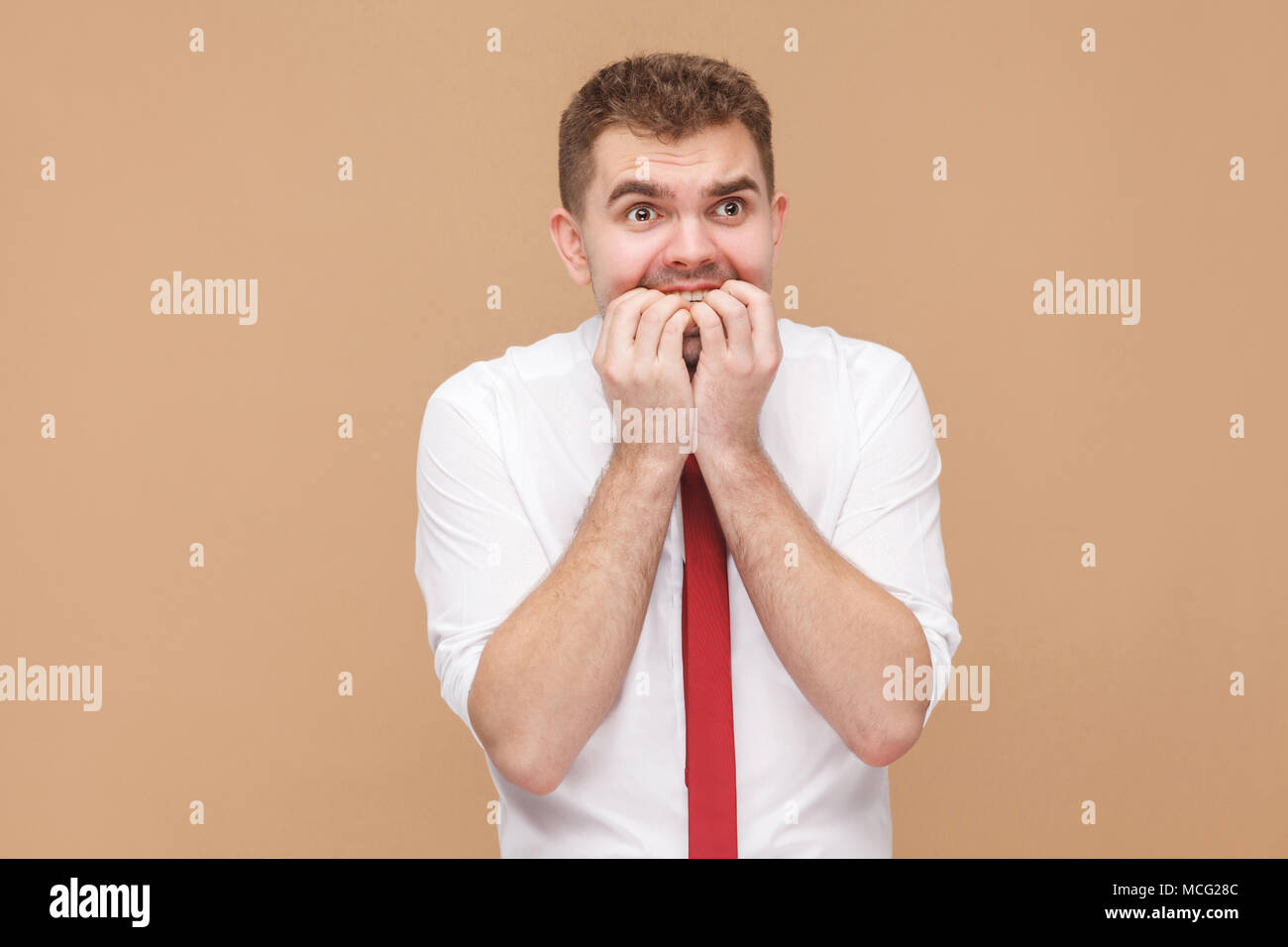 Sadness businessman have a problem. Business people concept, good and ...