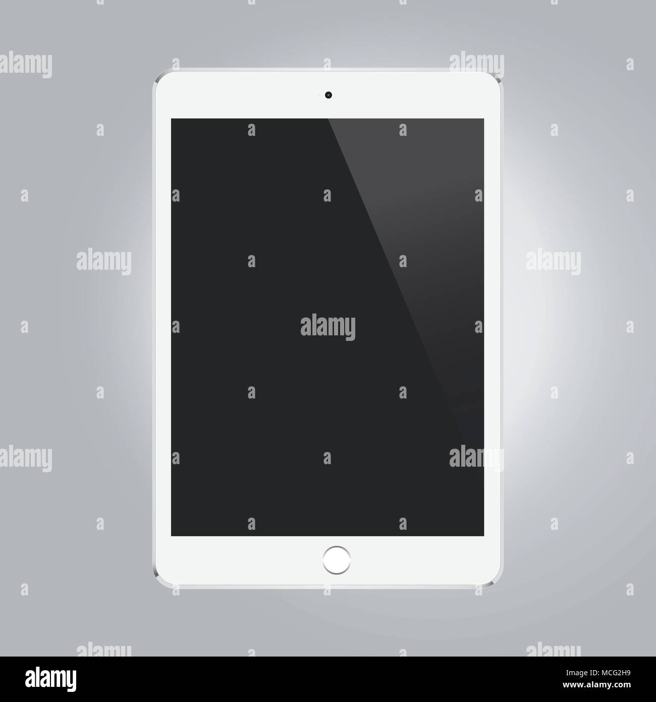 White tablet mock-up isolated on gray background vector illustration. Stock Vector