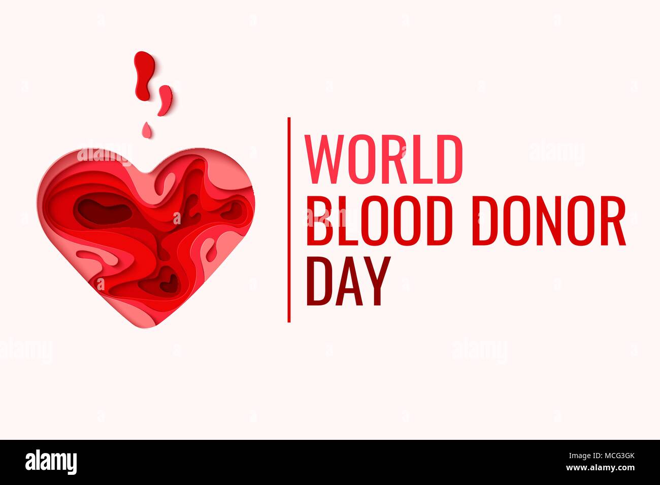 World Blood Donor Day vector background. Awareness poster with red paper  cut blood heart. Hemophilia day concept Stock Vector Image & Art - Alamy