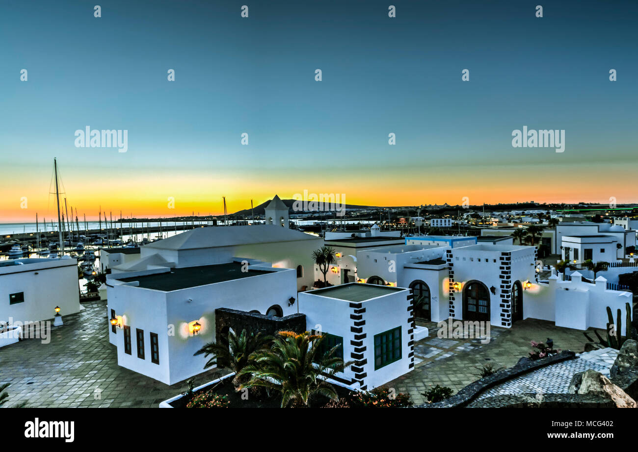 Lanzarote - Sunset in Rubicon Marina in Playa Blanca Stock Photo