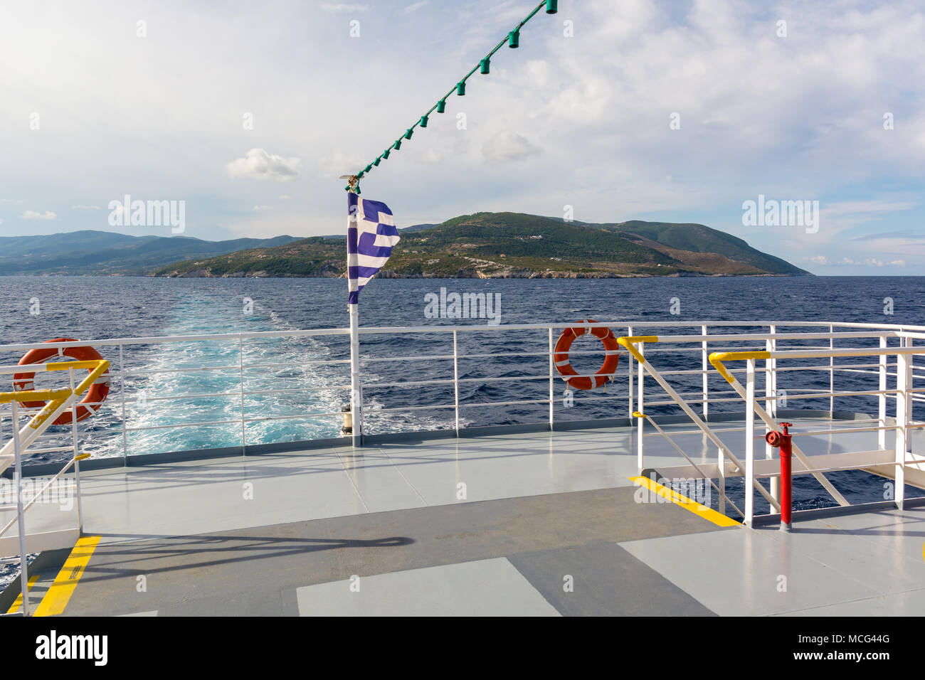 Open deck of a cruise ship in sunny summer day. Greece Stock Photo - Alamy
